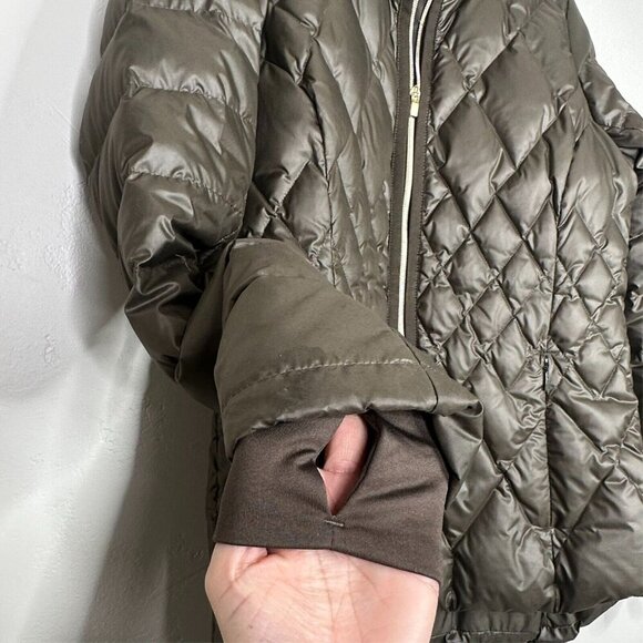 Athleta Jacket Women S Responsible Quilted Mock Neck Goose Down Olive Green - Picture 3 of 12